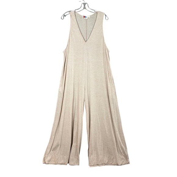 Free People Pants - Free People Beach Jumper Womens SP Beige Wide Leg Boho Hippie Vacation Linen